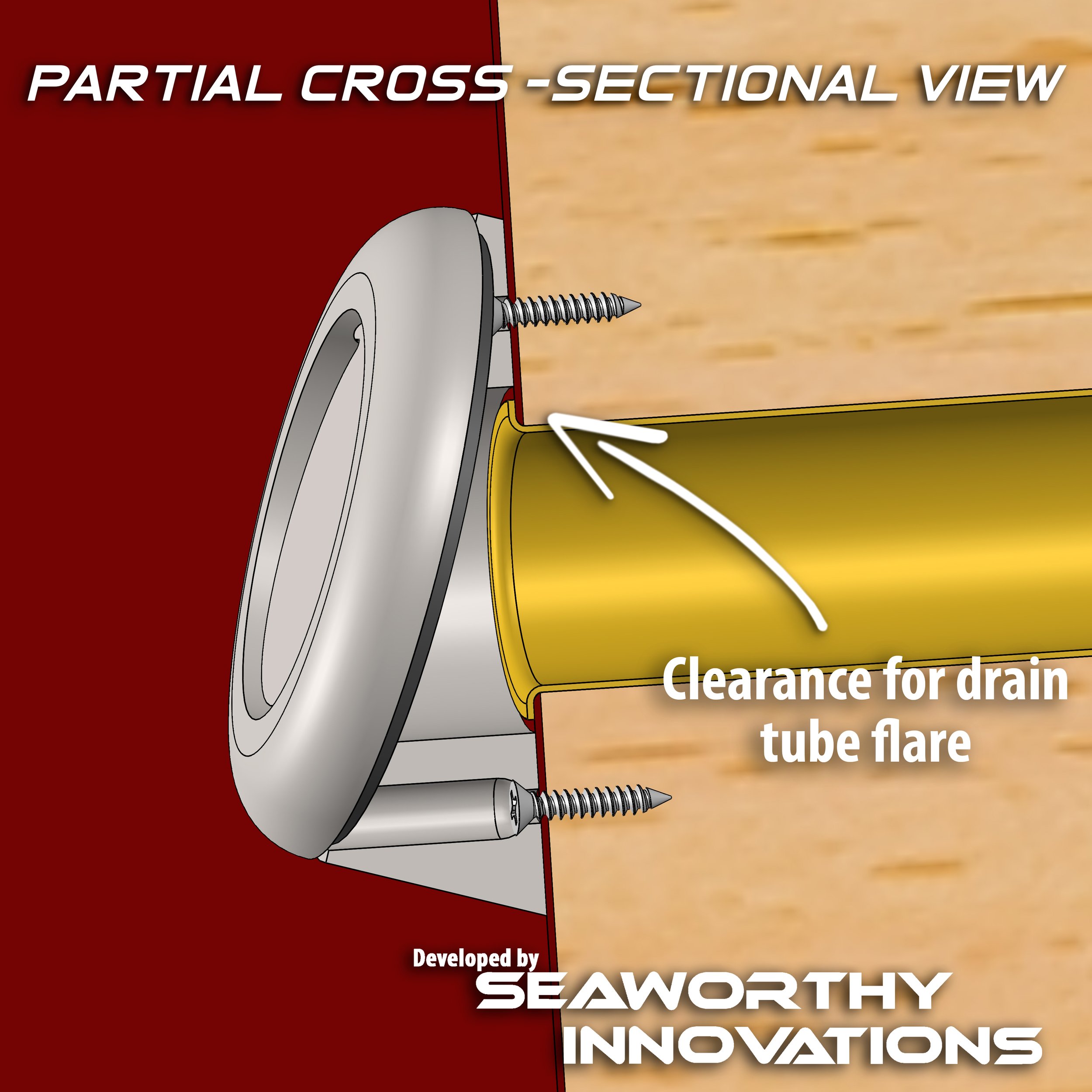 SW1143 - Surface Mounted Scupper with 17 Degree Wedge — Seaworthy